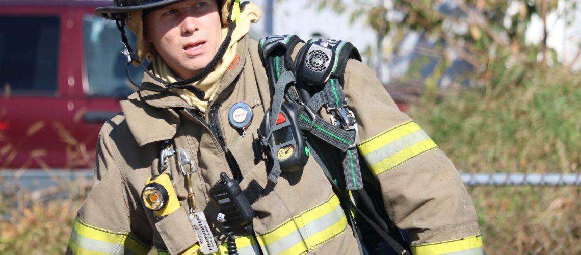 Firefighter dressed in gear