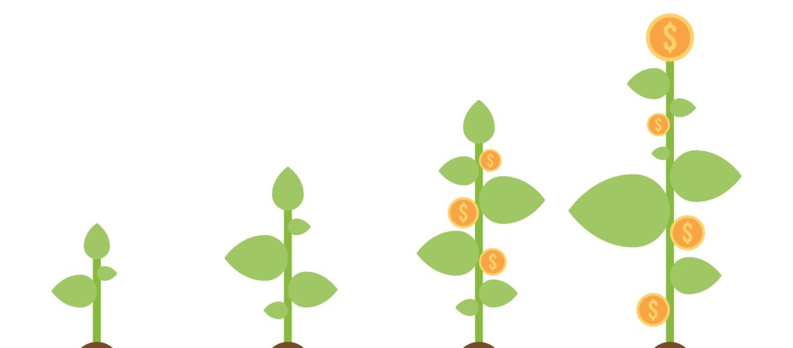 Growing plant with dollar coins vector illustration